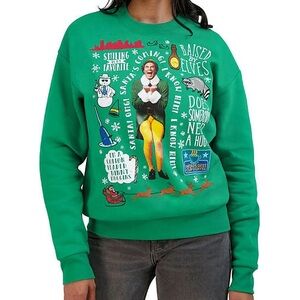 RARE FIND ELF Green Graphic Women's Sweater size XXL